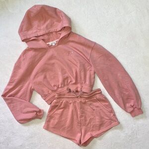 For Love And Lemons Pink Hoodie and Shorts Set